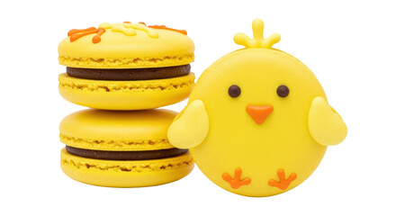 Isolated Macarons and chick