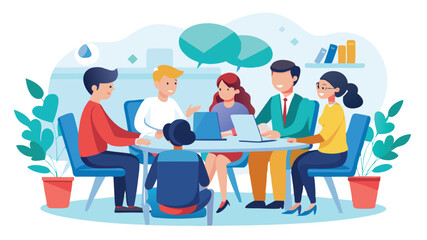 Business team meeting illustration concept full white background simple design