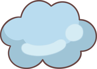 Small blue cloud cartoon on transparent background