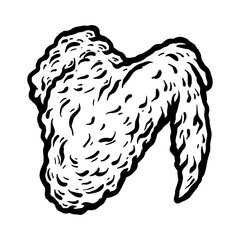 wings fried chicken cartoon isolated drawing line style sketch classic vintage design illustration