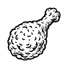 drum stick fried chicken cartoon isolated drawing line style sketch classic vintage design illustration