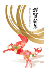 午年, 年賀状, うま, 2026年, 年賀はがき, 干支, テンプレート, はがき, お正月, 正月, 馬年, 和風, 和柄, 爬虫類, 挿絵, 謹賀新年, 1月, 元旦, 元日, 新年, 冬, 新春, イラスト, ベクター, ペイント, 動物, 模様,日本