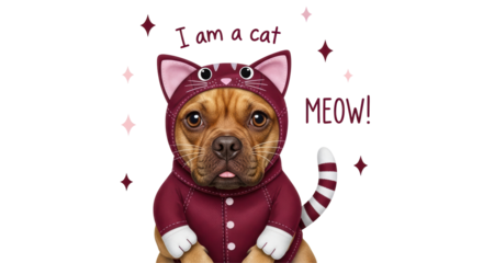 Isolated Dog in Cat Costume Funny Pet
