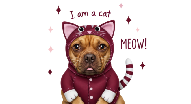 Isolated Dog in Cat Costume Funny Pet