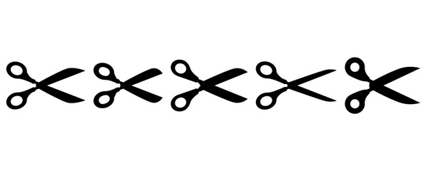 Open Scissors icon set. Scissors logo icon. Simple silhouette of open scissors. Stock vector illustration isolated on a white background.