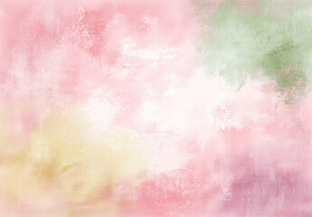 Soft watercolor background in dreamy pastel pink, yellow, and green hues, creating a gentle, ethereal texture perfect for abstract art, invitations, and delicate design projects

