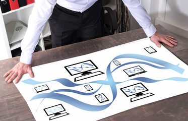 Network communication concept on a desk