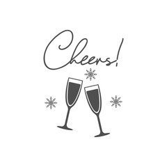 Cheers vector quote. Happy New Year and Merry Christmas! Illustration for prints on t-shirts and bags, posters, cards. Christmas greeting card. 