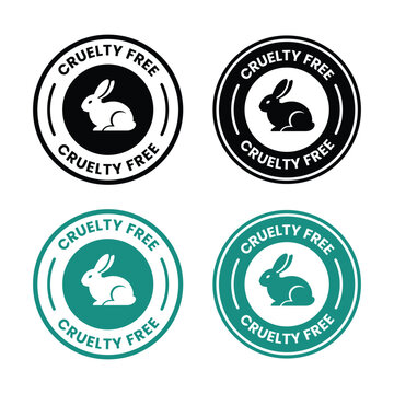 Cruelty Free label, logo, badge, icon, sticker, symbol, emblem, stamp, green, line, flat vector, isolated illustration. Cruelty free not tested on animals label for product packaging design