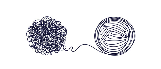 Tangle of thoughts Human brain Stress, vector sign