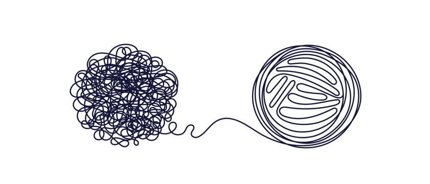 Tangle of thoughts Human brain Stress, vector sign