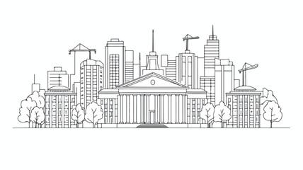 Obraz premium Abstract Municipal Building Construction Doodle Illustration