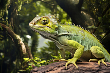 Obraz premium Basilisk chameleon animal reptile nature remix