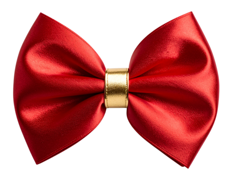 Classic Red Bow Tie with Gold Center Accent, Isolated on Transparent Background PNG - Powered by Adobe