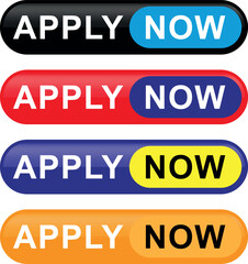colorful apply now buttons in various styles with bold text used for promotion or application alerts	