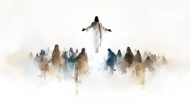 Ascension of Jesus Christ Watercolor Graphic - Powered by Adobe