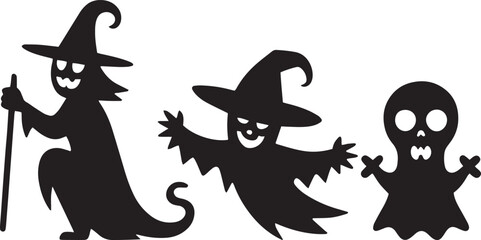 Witch Hat Vector, Spooky Halloween Character Silhouette