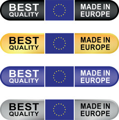 made in europe and best quality labels in different colors with european union stars used for origin mark	