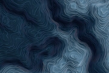 Fototapeta premium Topographic line patterns on a dark blue background, with dark white and light gray, 