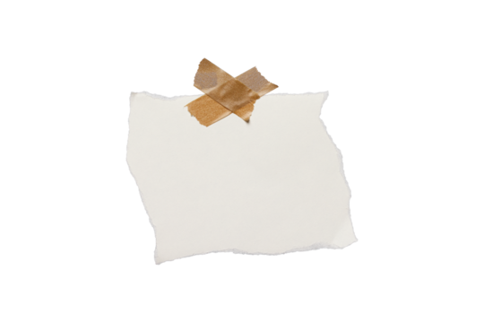 blank ripped paper with tape isolated on transparent background,note paper message office business tag sign