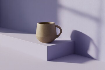 Light beige mug on a platform