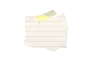 blank lined paper notebook paper with tape isolated on transparent background,note paper message...