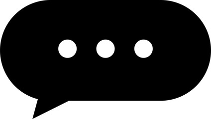 Fototapeta premium Black speech bubble with three white dots indicating typing or thinking process isolated on transparent background