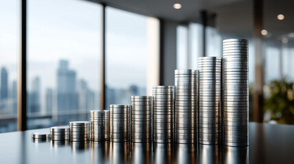 Obraz premium Investment trade growth graphs in finance charts business analytics environment urban skyline view