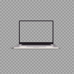 Laptop Mockup with Transparent Screen – Front View Vector Template


