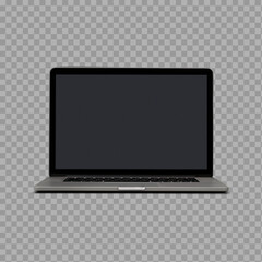 Realistic Laptop with Blank Screen – Isolated on Transparent Background

