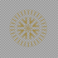 Golden Mandala Ornament – Decorative Circular Pattern on Transparent Background

