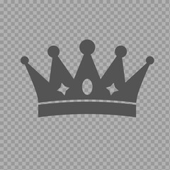 Black Crown Silhouette Icon Isolated on Transparent Background

