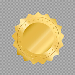 Golden Badge Seal Emblem Isolated on Transparent Background

