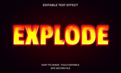 Yellow red explode text effect with fiery blast style for dynamic and powerful theme
