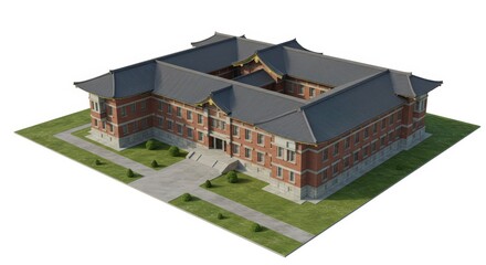 Architectural 3D Model: A Stunning Asian-Inspired Institution