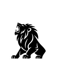 Royal heraldic lions. Black silhouette of rampant lion and griffins for logo or coat of arms. Premium wild animal crest symbols.	