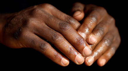 Fototapeta premium Interlocked glistening hands bathed in shadows
