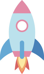 Soft Color Space Rocket – Simple Exploration Vector Graphic for Dream, Technology, or UI Element