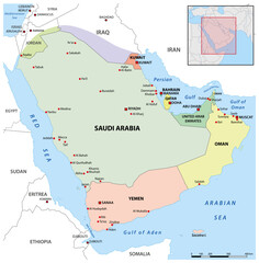 Map of the states on the Arabian Peninsula