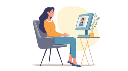 Professional Online Therapy Session with Female Psychologist, Concept of Mental Health Support and Counseling