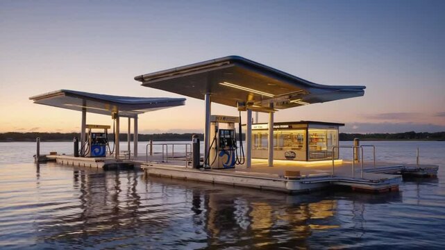 Gas station for ships at sea.