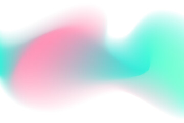 Pink, mint aquamarine color blurry wave form, iridescent smooth gradient neon brush stroke isolated motion water element, transparent background. Dream glow abstract watercolor shape.