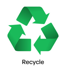 Obraz premium Green Recycling Symbol: The iconic green recycling symbol represents environmental responsibility and sustainability, a universal symbol of waste reduction and resource conservation.