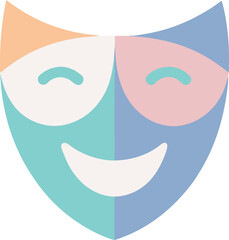 Pastel Theater Masks Icon – Drama Vector for Arts App or Entertainment Design