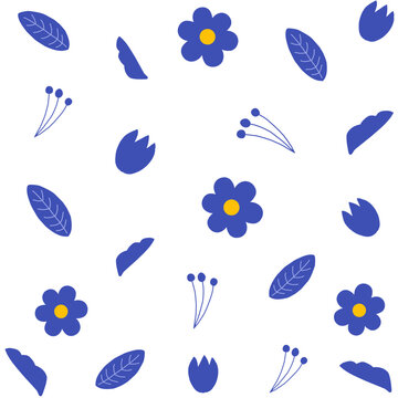 Blue aesthetic seamless pattern with feathers