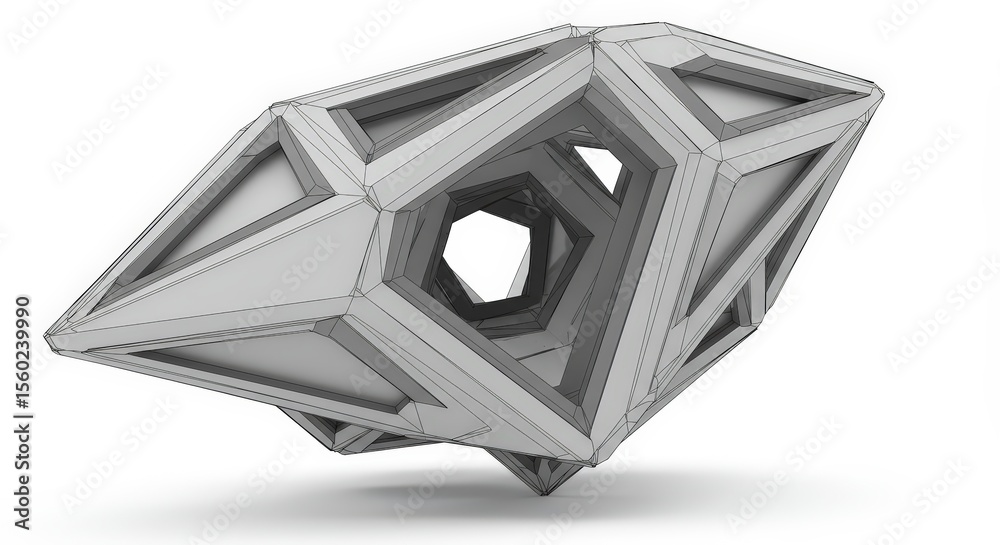 Fototapete abstract geometric 3d model: wireframe structure