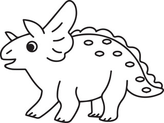 Fototapeta premium Cute Dinosaur Coloring Page Vector – Fun Black and White Cartoon for Kids