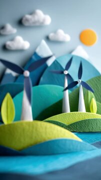 Serene Paper Wind Turbines: Cinematic Motion