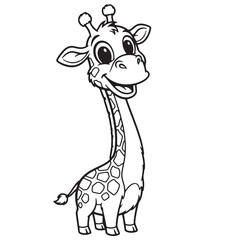 Adorable Baby Giraffe Cartoon Illustration Free Printable Coloring Page
