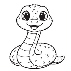 Fototapeta premium Adorable Baby Snake Coloring Page Cute Reptile Illustration
